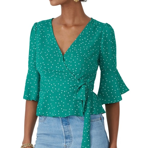 BB Dakota Wrap Top in Pepper Green, Size XS - Picture 2 of 8